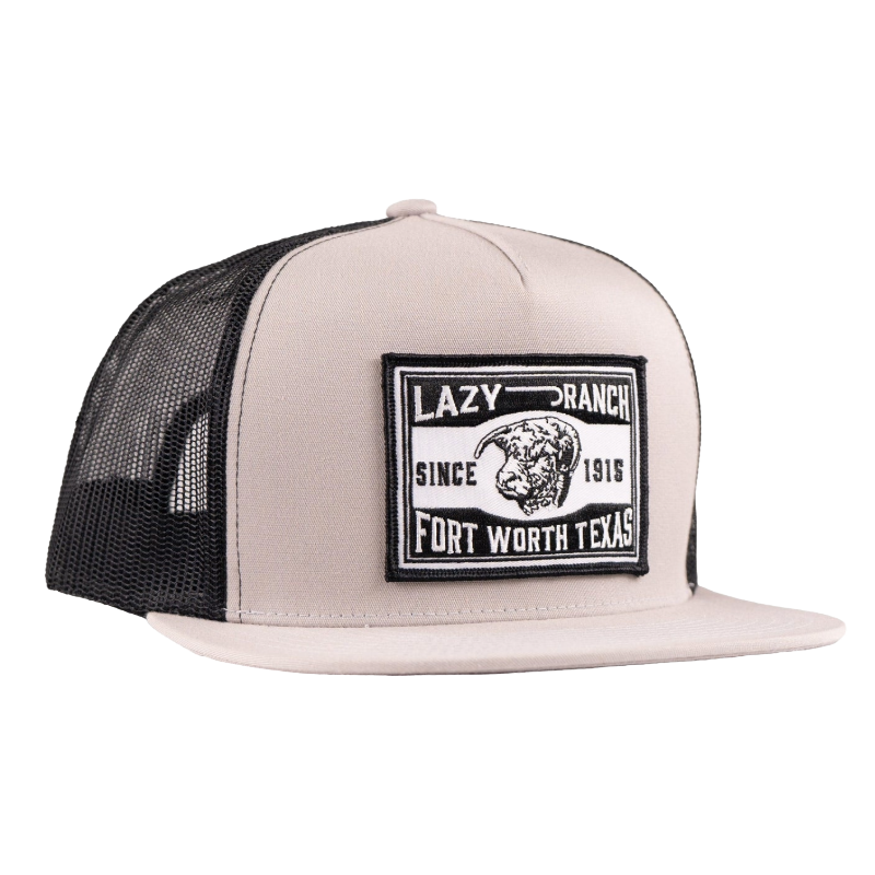 Lazy J Ranch Wear Classic Fort Worth Graphic Silver Grey & Black Trucker Cap SILBLK4-FTW-BLK