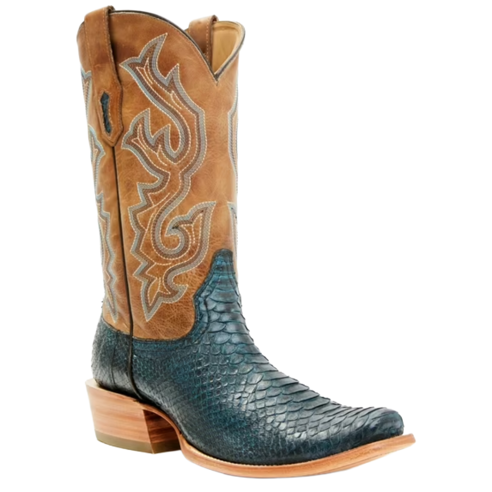 Corral Men's Navy Python Embroidered Square Toe Western Boot A4535
