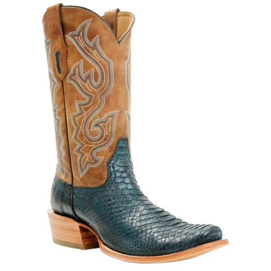 Corral Men's Navy Python Embroidered Square Toe Western Boot A4535