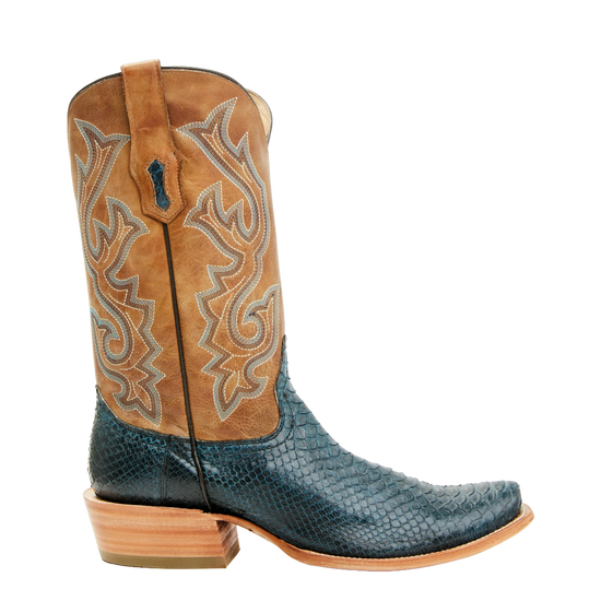 Corral Men's Navy Python Embroidered Square Toe Western Boot A4535