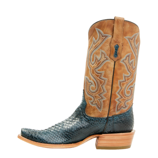 Corral Men's Navy Python Embroidered Square Toe Western Boot A4535