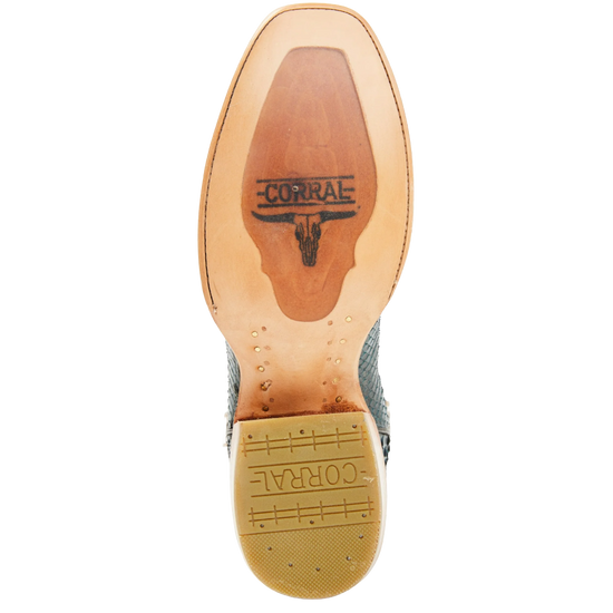 Corral Men's Navy Python Embroidered Square Toe Western Boot A4535