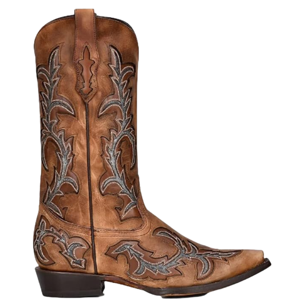 Corral Men's Honey & Grey Inlay & Embroidery Western Boot C3845