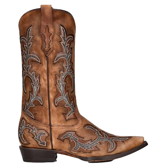 Corral Men's Honey & Grey Inlay & Embroidery Western Boot C3845