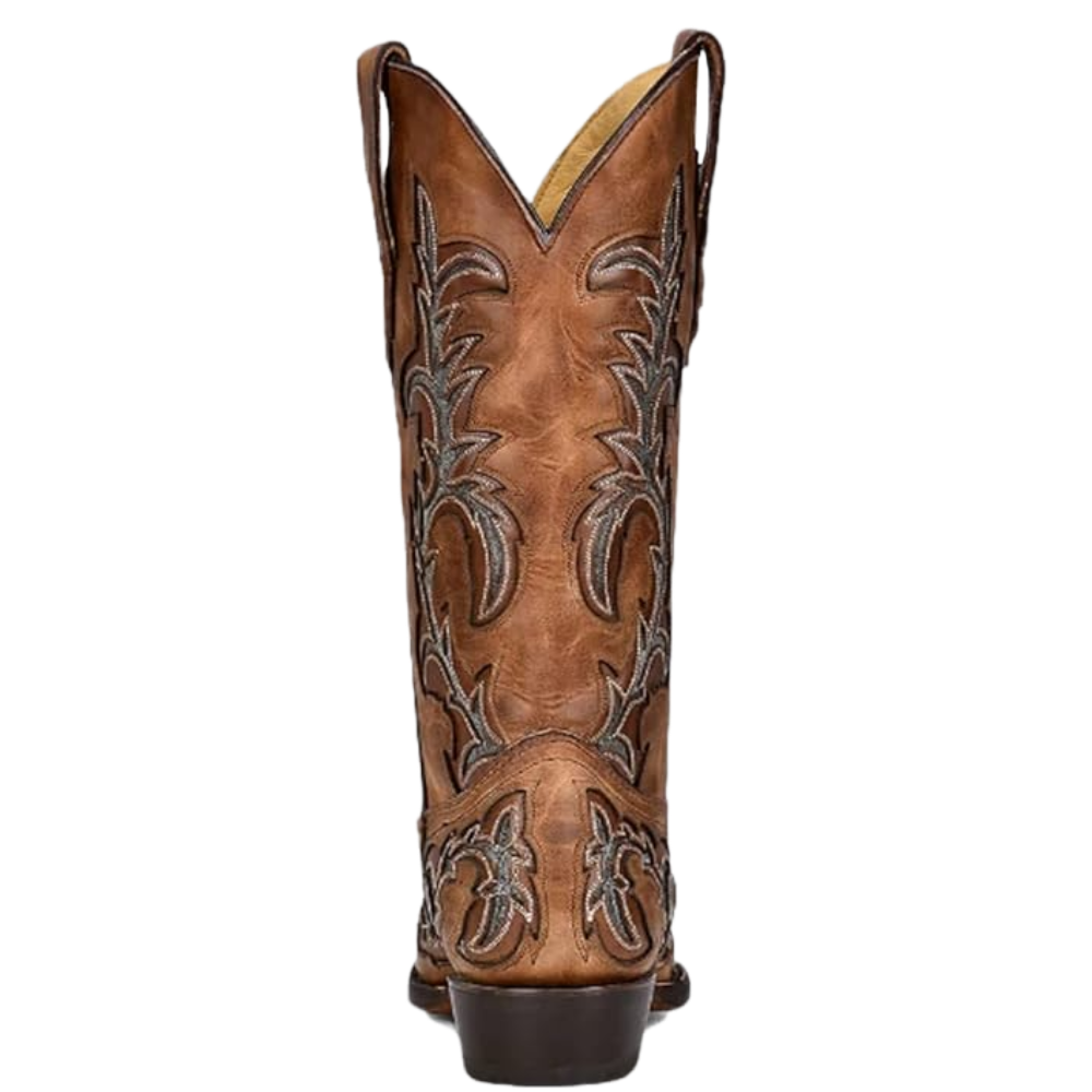 Corral Men's Honey & Grey Inlay & Embroidery Western Boot C3845