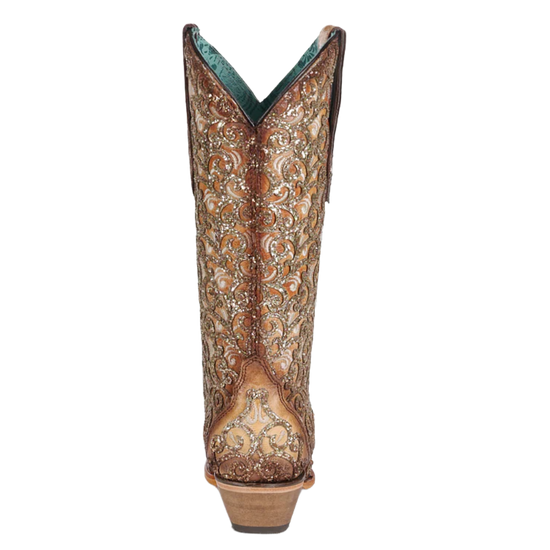 Corral Ladies Sand Glitter Overlay & Embroidered Triad Boots C4051