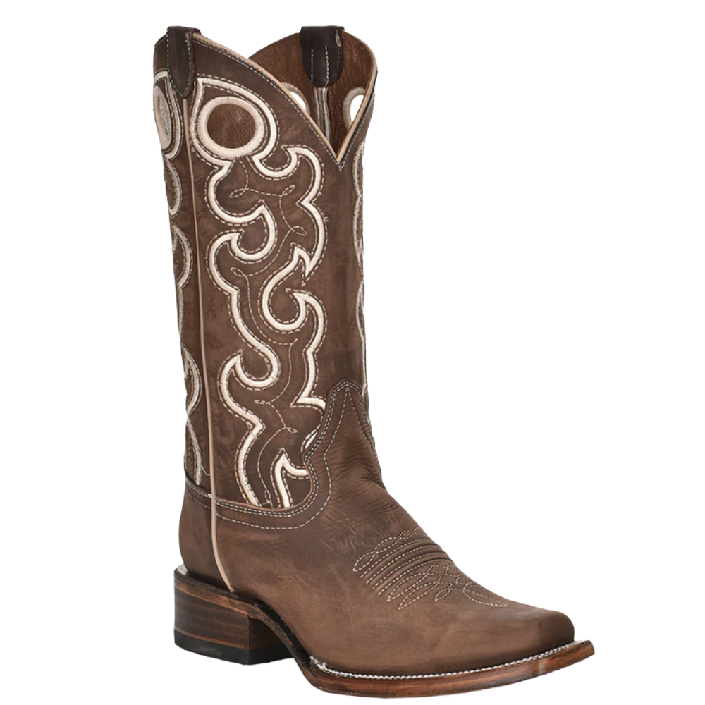 Circle G by Corral Ladies Chocolate Cutout & Embroidery Square Toe Boots L6006