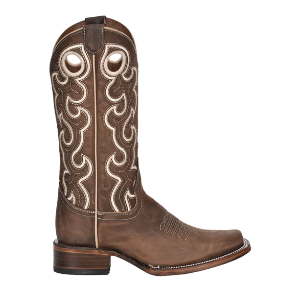 Circle G by Corral Ladies Chocolate Cutout & Embroidery Square Toe Boots L6006