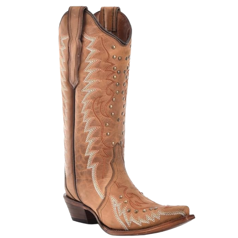 Circle G by Corral Ladies Sand Embroidery & Studs Western Boots L6119
