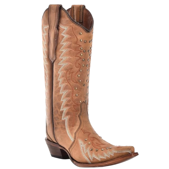 Circle G by Corral Ladies Sand Embroidery & Studs Western Boots L6119