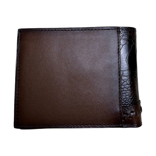 Cuadra Men's Ostrich Leg Studs & Woven Chocolate Brown Wallet DU719