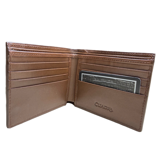 Cuadra Men's Ostrich Leg Studs & Woven Chocolate Brown Wallet DU719