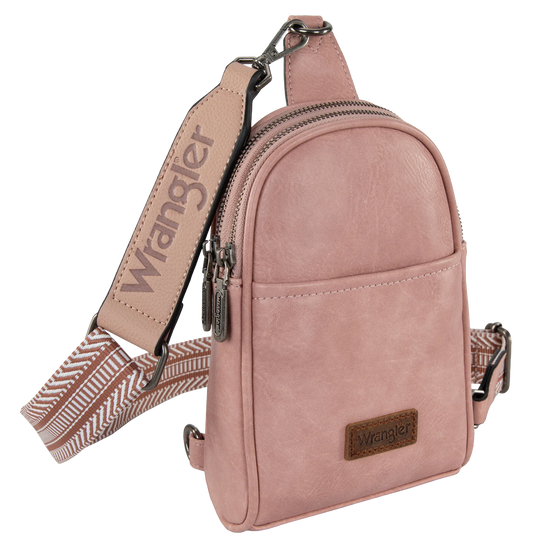 Wrangler Pink PU Leather Sling Crossbody Bag WG87-324PK