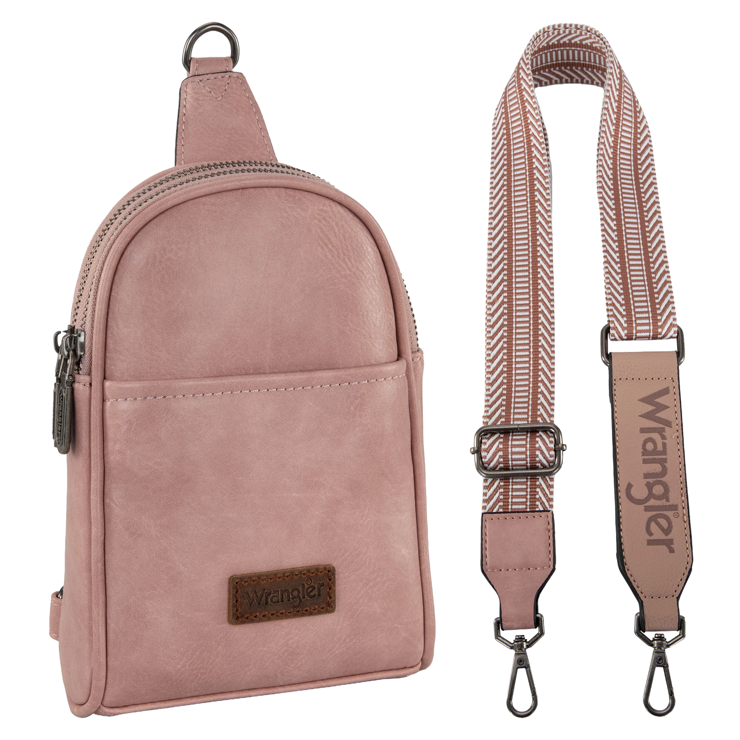 Wrangler Pink PU Leather Sling Crossbody Bag WG87-324PK
