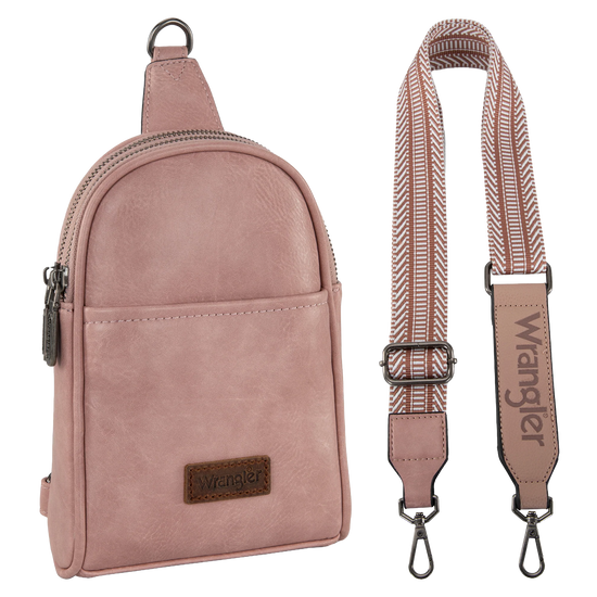 Wrangler Pink PU Leather Sling Crossbody Bag WG87-324PK