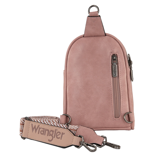 Wrangler Pink PU Leather Sling Crossbody Bag WG87-324PK