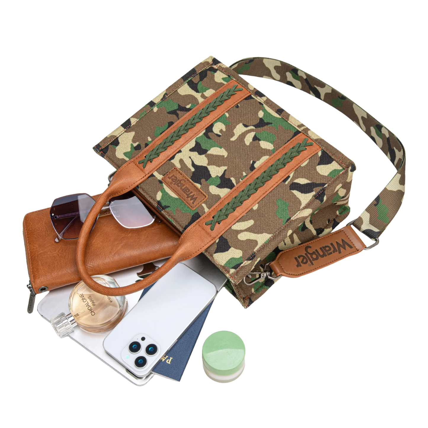 Wrangler Green Camo Print Crossbody Tote WG286-8120SGN