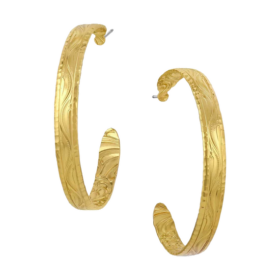 Montana Silversmiths Ladies Timeless Treasure Chiseled Hooped Earrings ER5663G