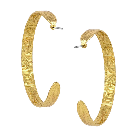 Montana Silversmiths Ladies Timeless Treasure Chiseled Hooped Earrings ER5663G