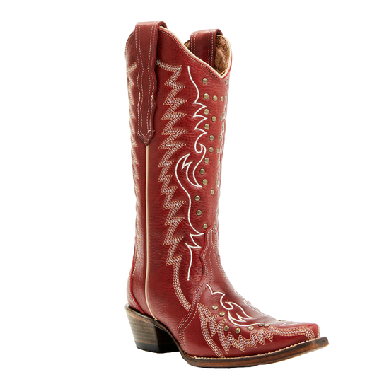 Circle G By Corral Ladies Embroidery & Studs Red Western Boots L6117