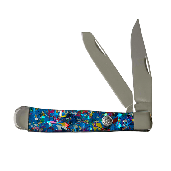 Rusted Nail Trapper Slip Joint Blue Infusion Pocket Knife RN11-81