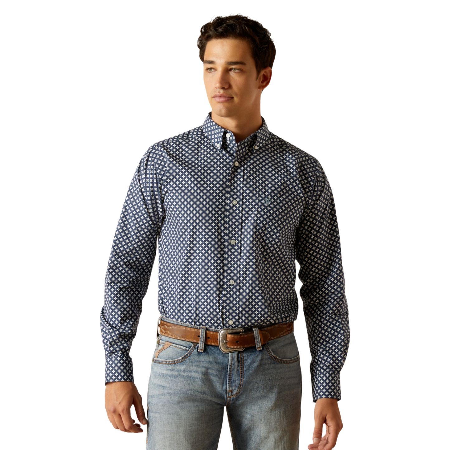 Ariat Men's Emile Fitted Mood Indigo Button Down Shirt 10051245