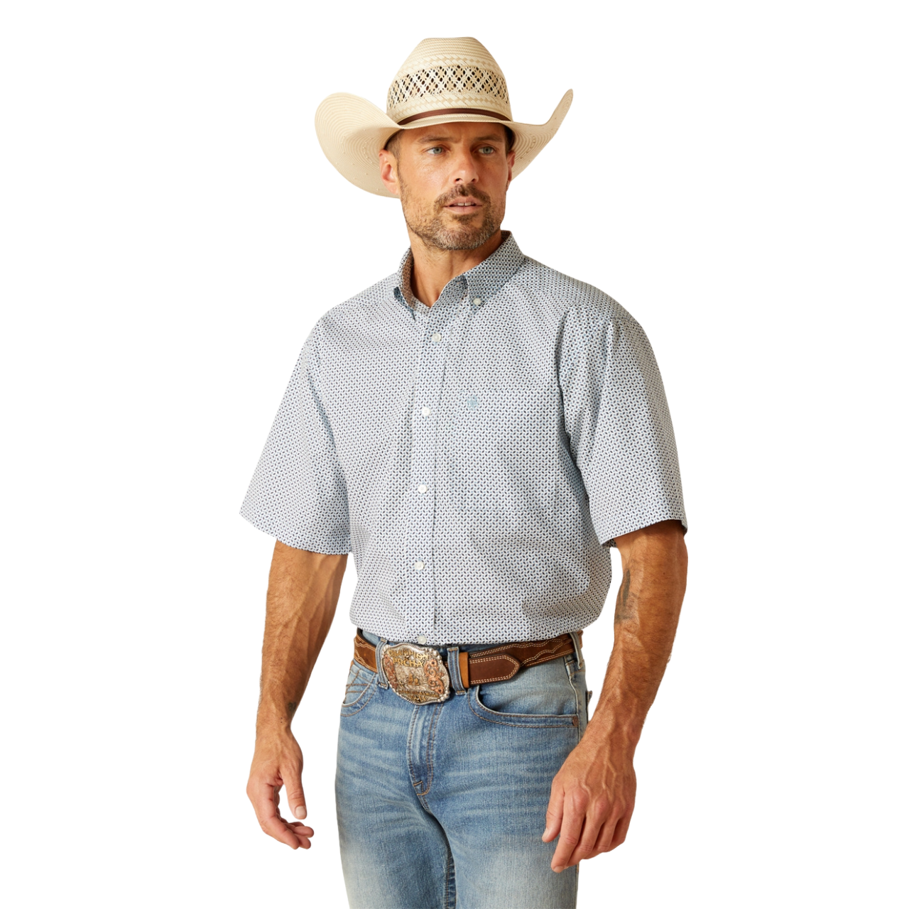 Ariat Men's Edgar Classic Fit Blue Heaven Short Sleeve Shirt 10051261