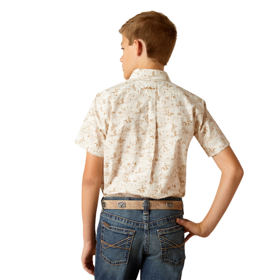 Ariat Kid's Edison Classic Fit Tan Button Down Shirt 10051408
