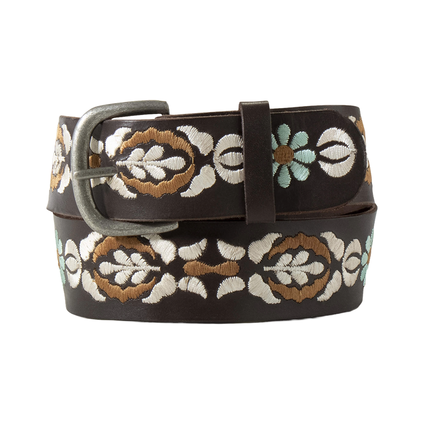 Ariat Ladies Floral Embroidered Brown Leather Belt A1533702