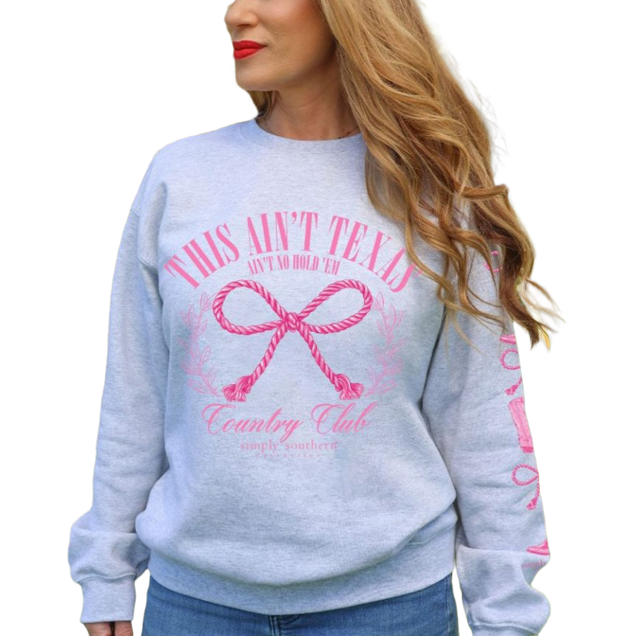 Simply Southern Ladies Texas Ash Grey  Pullover Sweatshirt CREW-TEXAS-ASH
