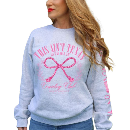 Simply Southern Ladies Texas Ash Grey  Pullover Sweatshirt CREW-TEXAS-ASH