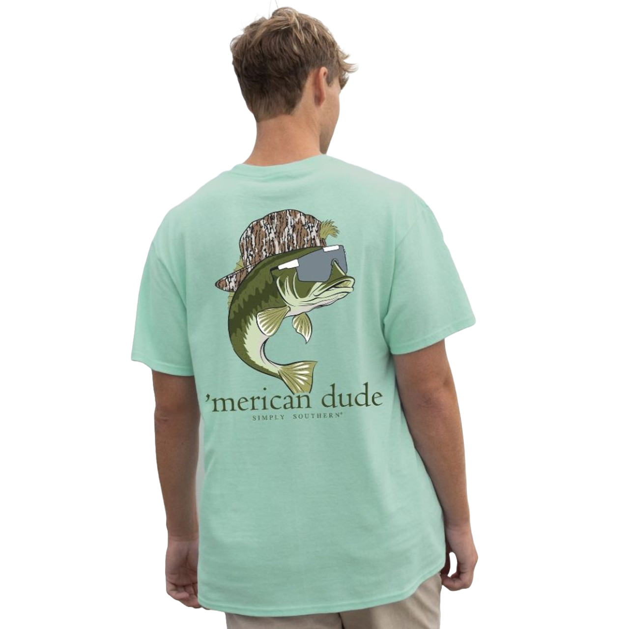 Simply Southern Men's Bass Blue Green Short Sleeve T-Shirt MN-SS-BASS