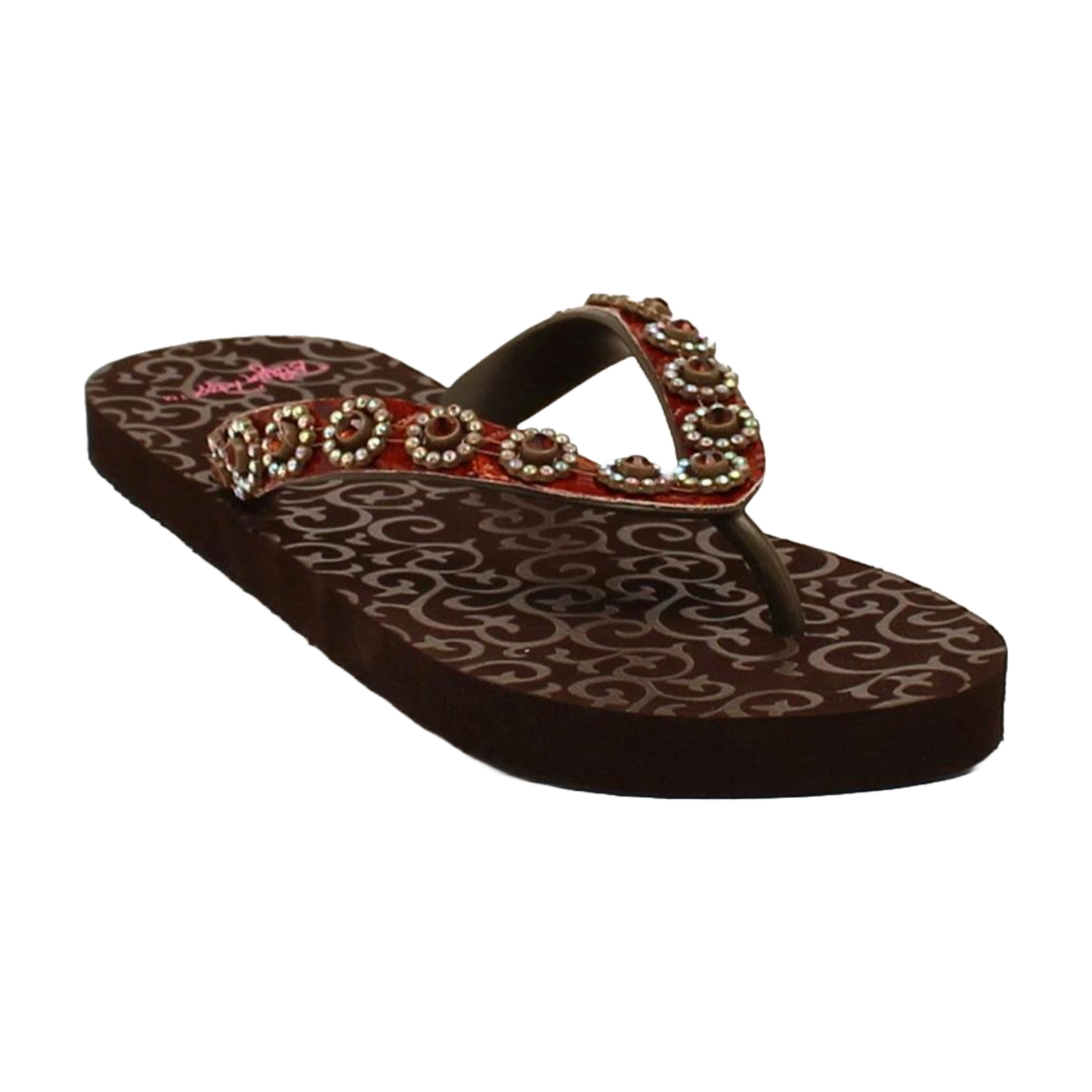 Blazin Rox Ladies Brown Studded Diamond Flip Flop Sandals 4119002 5