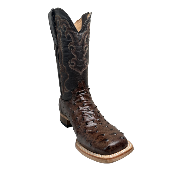Cowtown Men's Ostrich Print Rustic Brown Western Boots Q6073