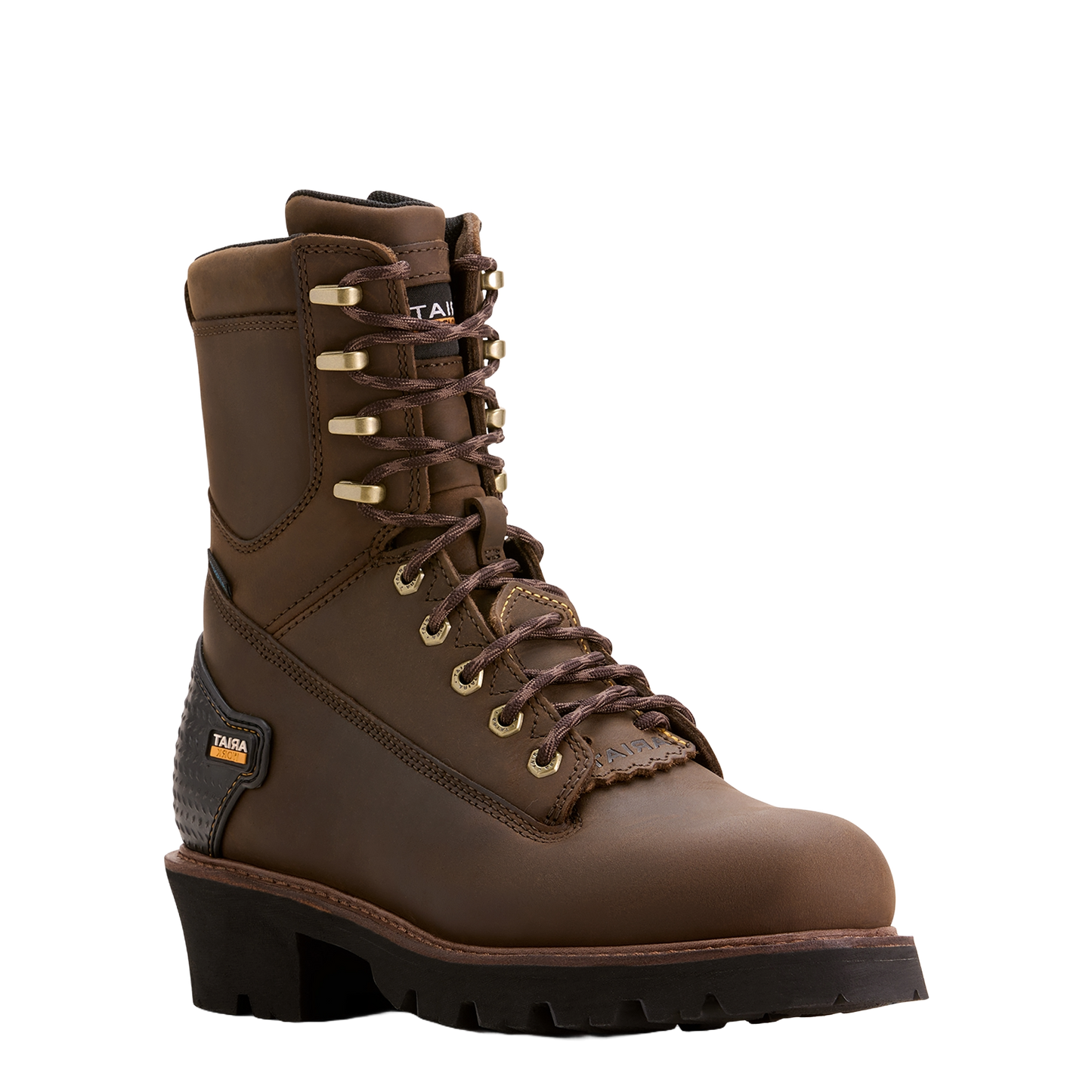 Ariat Men's Powerline 8" Oily Distressed Brown Waterproof Work Boots 10018563