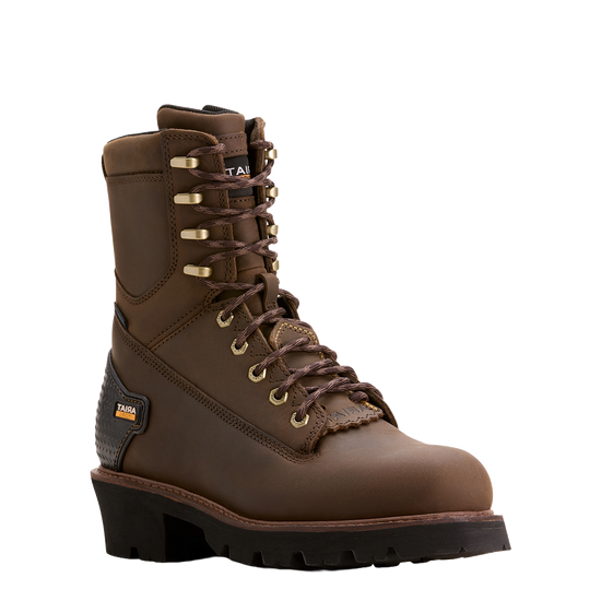 Ariat Men's Powerline 8" Oily Distressed Brown Waterproof Work Boots 10018563