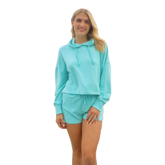 Simply Southern Ladies Sea Green Cropped Pullover Hoodie 0124-HD-CRP-SEA