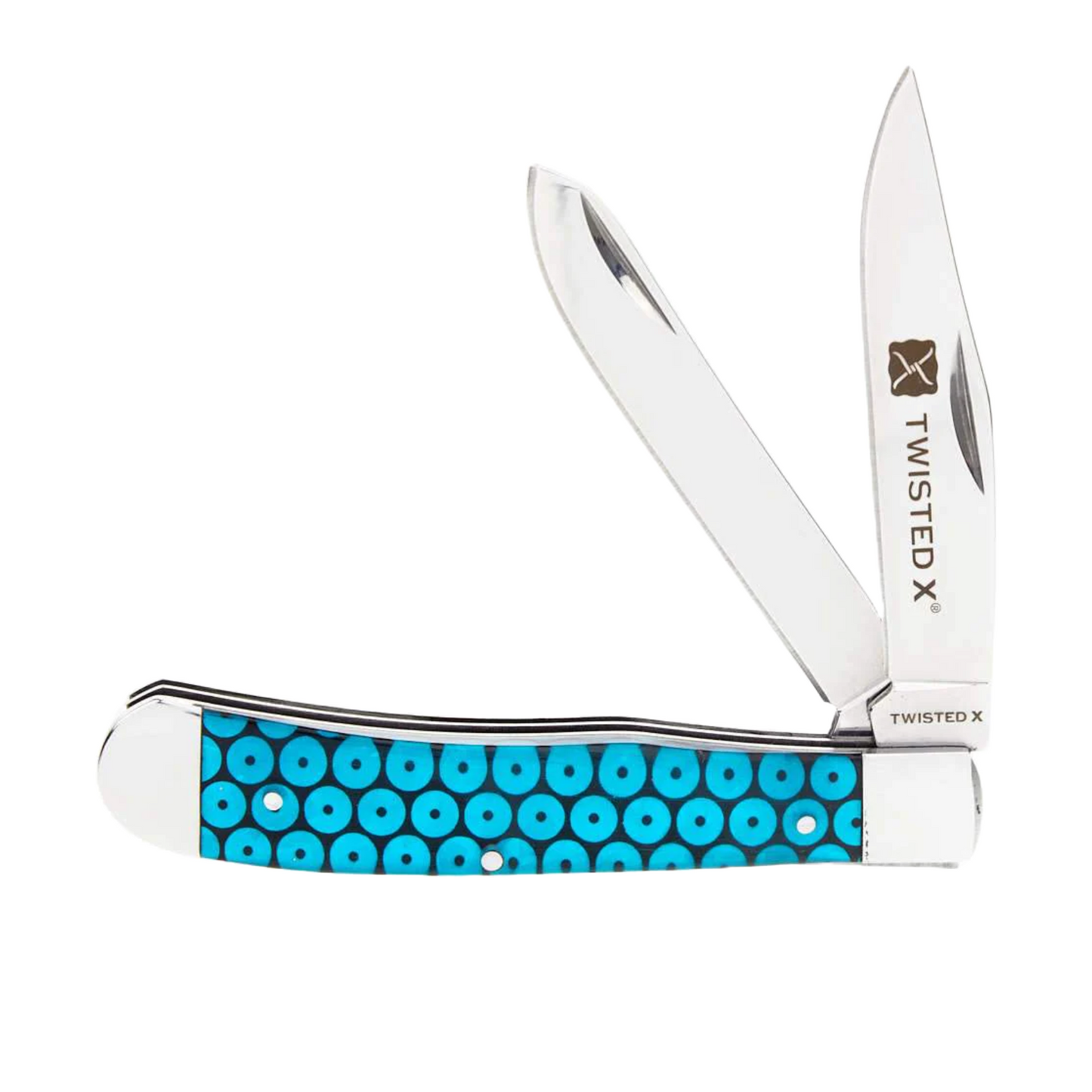 Twisted X Blue Sequin Double Blade Trapper Knife XK411