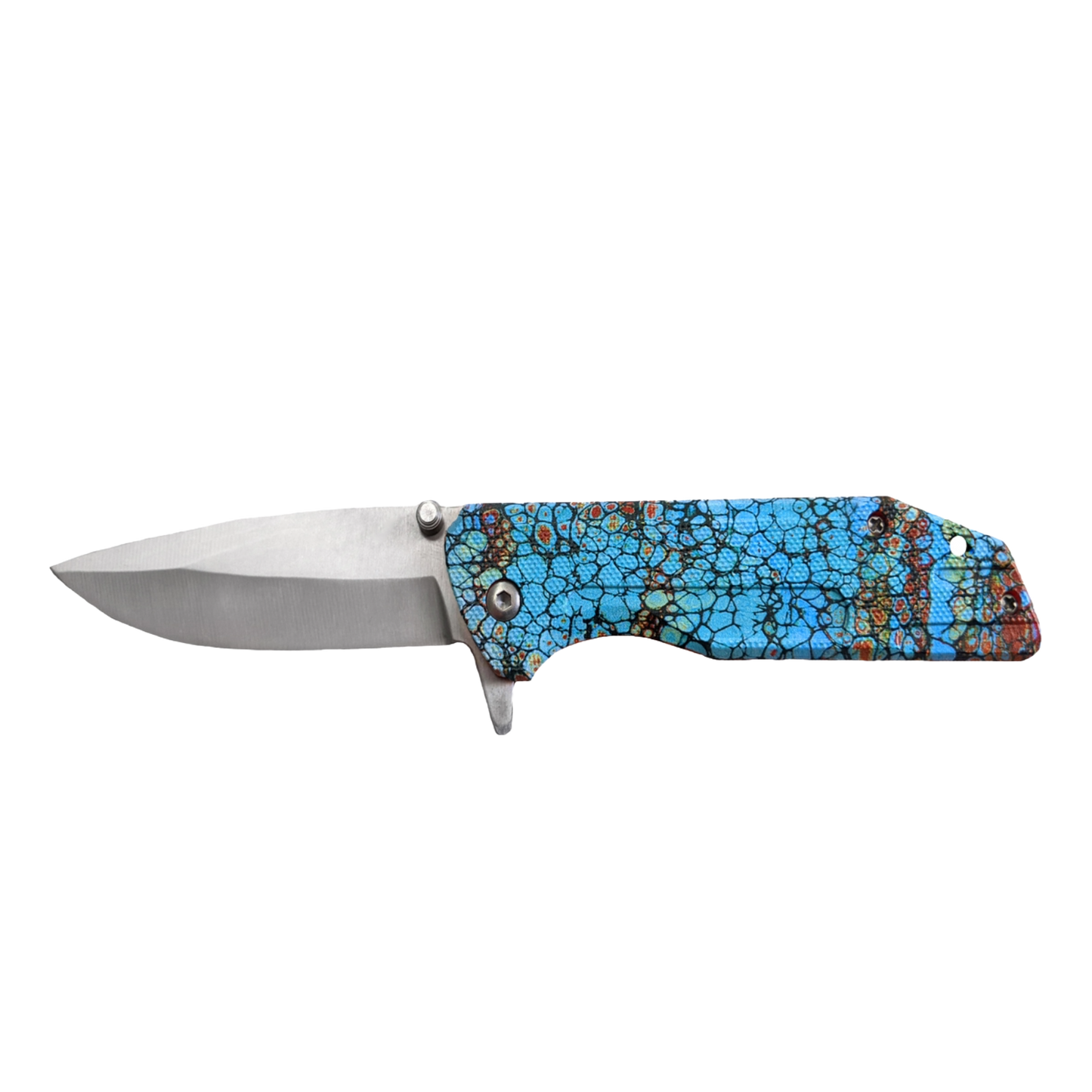 Circle SH Cutlery Turquoise Stone Print Folding Knife CSH-P5