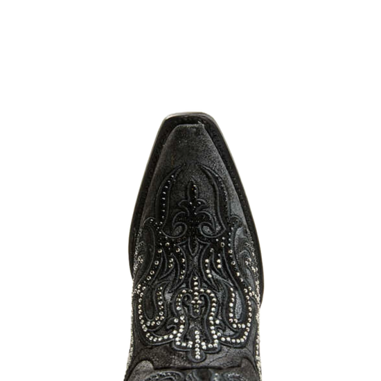Corral Ladies Embroidery & Crystals Black Western Boots C4100