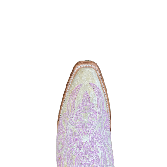 Corral Ladies Embroidered Luminescent Pink & White Western Boots C4143