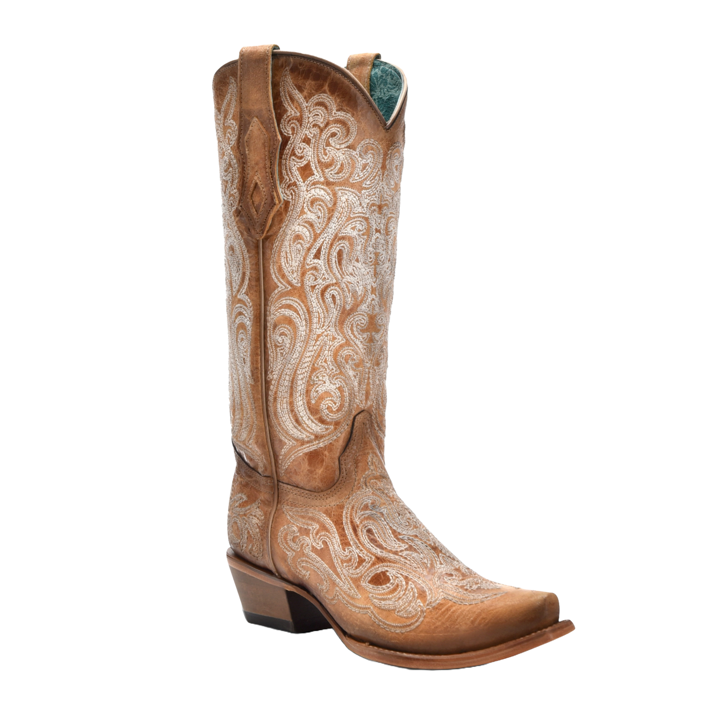 Corral Ladies Embroidered Luminescent Blue & Brown Western Boots C4144
