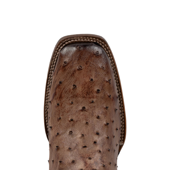 Cuadra Men's Lugan Brown Ostrich Embroidered Square Toe Boots CU744