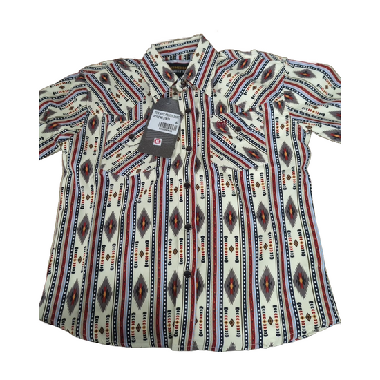 American West Boy's Aztec Print Beige Snap Shirt 51K/24