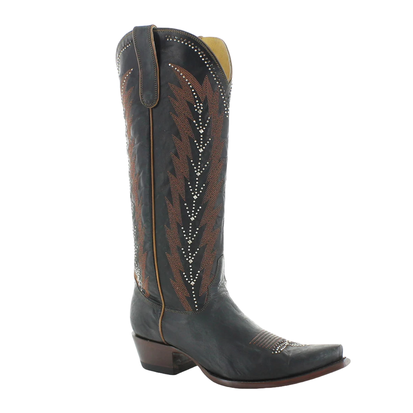 Yippie Ki Yay Ladies Karmina Black Snip Toe Studs Boots YL614-2