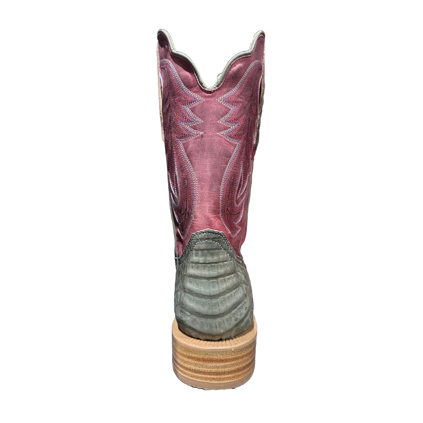 R.Watson Men's Nubuck Charcoal Caiman Belly & Rosa Goat Western Boots RW2008-2