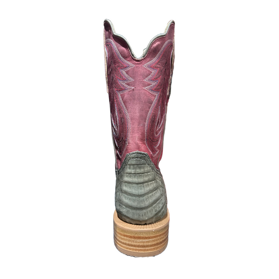 R.Watson Men's Nubuck Charcoal Caiman Belly & Rosa Goat Western Boots RW2008-2