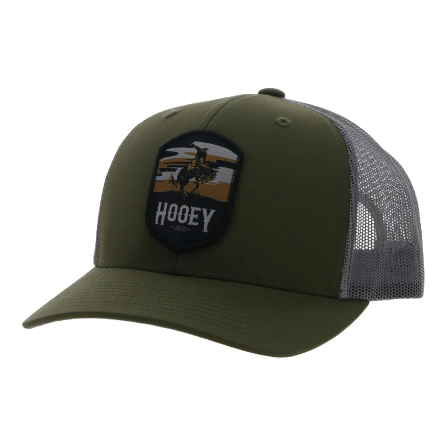 Hooey Yoouth Cheyenne 6-Panel Olive & Grey Trucker Hat 2344T-OLGY-Y