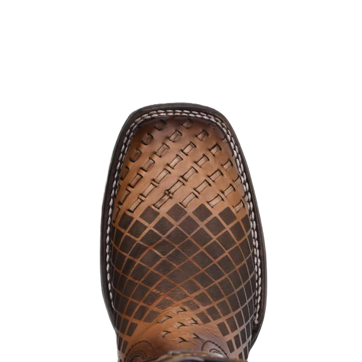 Cuadra Men's Engraved Honey Woven Square Toe Leather Boots CU500