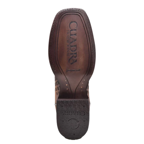 Cuadra Men's Engraved Honey Woven Square Toe Leather Boots CU500